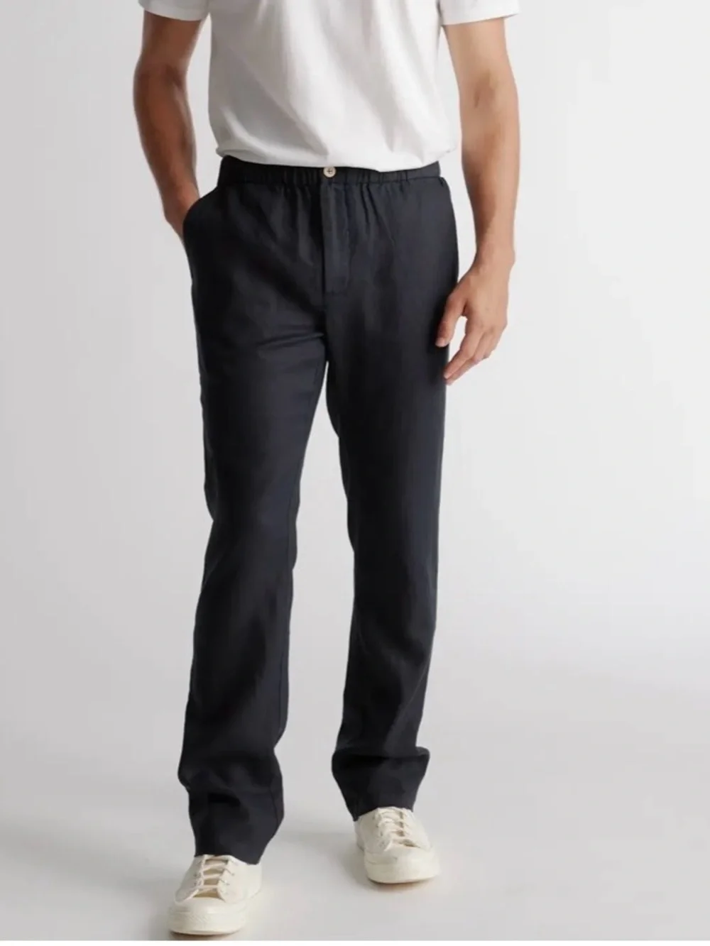 Quince Men’s 100% European Linen Pants Black